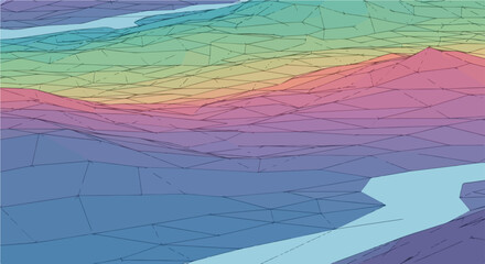 A geometric abstract landscape with polygonal shapes and gradients © Jinbe