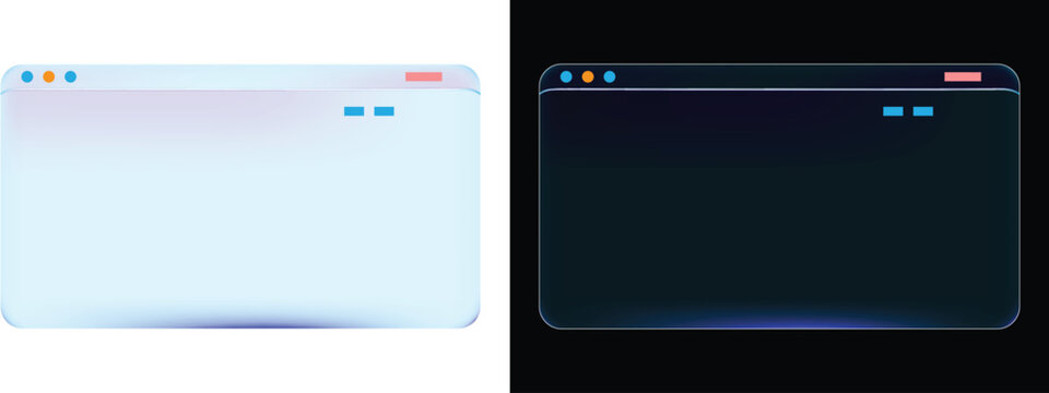 Modern browser window interface mockup with light and dark mode