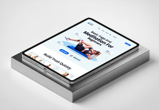 Website Template on Digital Tablet Mockup