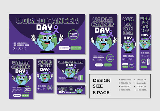 World Cancer Day Illustrated Web Banner Set