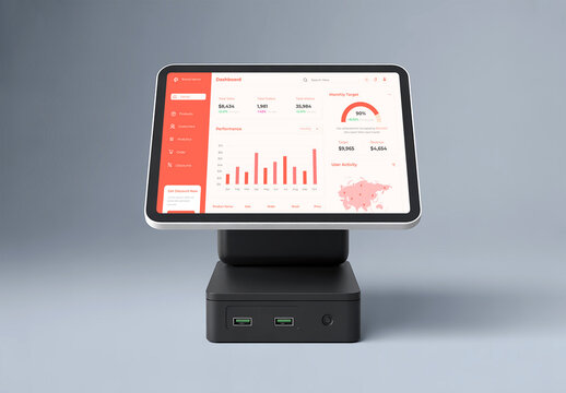 Aesthetic Touch Screen Terminal Display Mockup