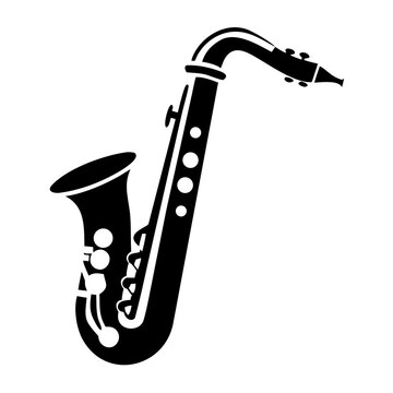 saxophone silhouette icon illustration for music jazz instrument and live performance design