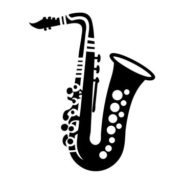 saxophone silhouette icon illustration for music jazz instrument and live performance design