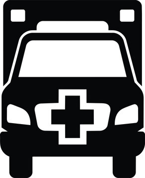 Ambulance front view emergency vehicle icon.