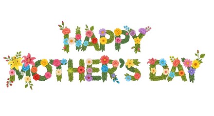 Fototapeta premium Happy mothers day colorful floral text