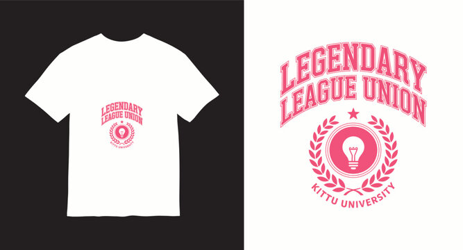 Legendary league union kittu university t-shirt design with light bulb for education apparel