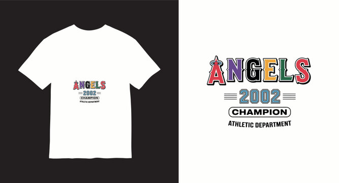 Angels 2002 champion athletic department t-shirt design for sports team apparel
