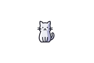 Fototapeta premium Simple cute cat outline icon for pet and animal lovers 
