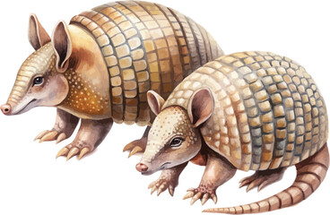 Obraz premium Hand-Painted Armadillo Watercolor, Wild Desert Animal Art, Isolated Vector Illustration