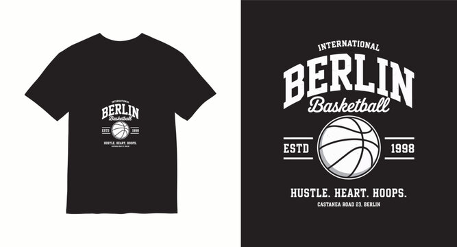 International Berlin basketball estd 1998 hustle heart hoops t-shirt design