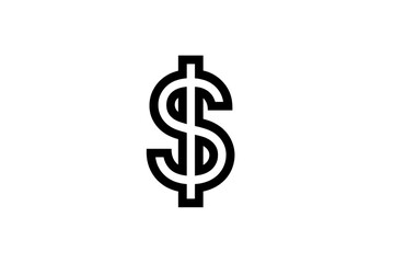 Obraz premium Money Dollar Sign Vector Outline Icon Isolated on White Background 
