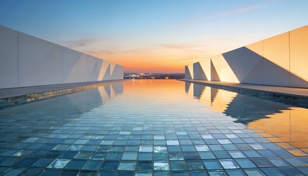 Modern Infinity Pool with Geometric Architecture