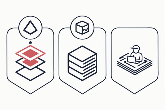 Icon set for data processing and management