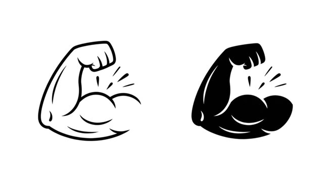 Two powerful fists flexing muscles with energy bursts emanating from each clenched hand shown side by side Vector