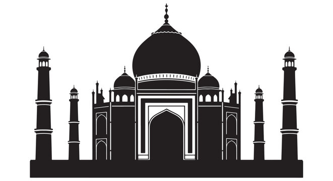 Striking minimalist vector illustration of the majestic Taj Mahal in India