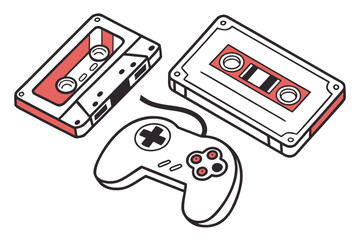 Cassette tapes and a video game controller © Ferdou