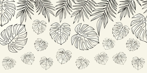 Elegant tropical monstera leaves in a seamless botanical pattern © Nasir