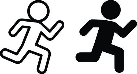 Fototapeta premium Two stick figures running in a contrasting black and white illustration
