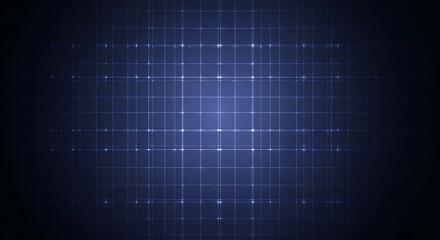 Obraz premium Abstract Blue Grid Pattern with Glowing Dots and Lines on a Dark Background, Representing Digital Technology and Data Visualization.