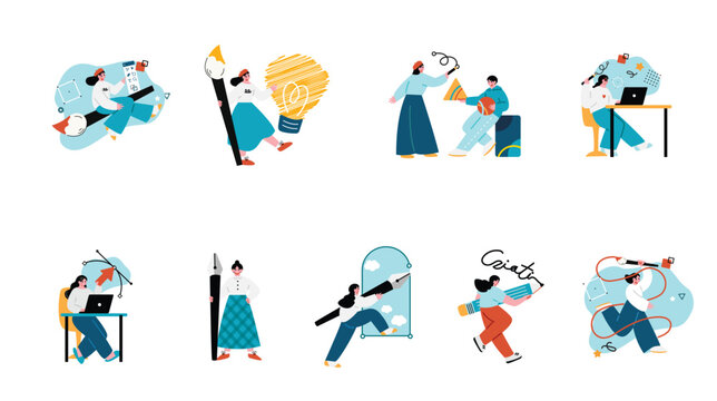 デザイナーの人々のイラストセット