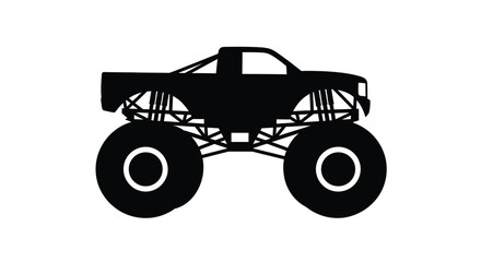 Silhouette of a powerful monster truck with oversized tires and chassis © APIM02SN
