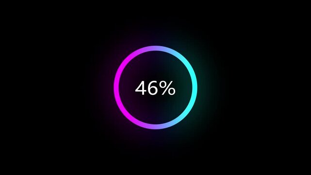 Animated of circle loading icon . 1 to 46% loading concept icon. and creating a stunning 4k video.