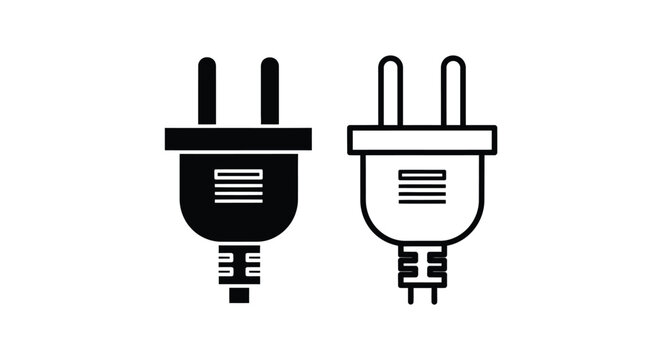 Two electrical plugs one black and one white are displayed
