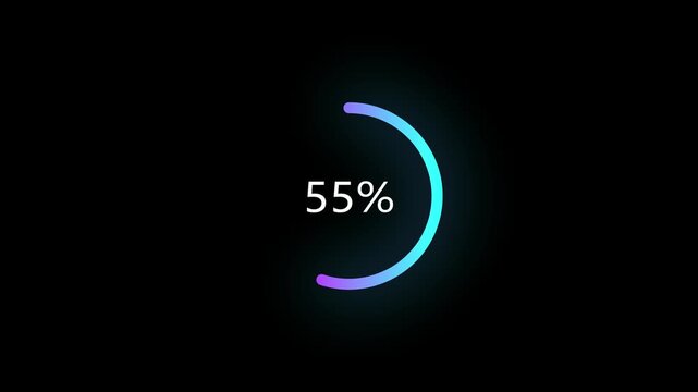 Animated of circle loading icon . 1 to 55% loading concept icon. and creating a stunning 4k video.