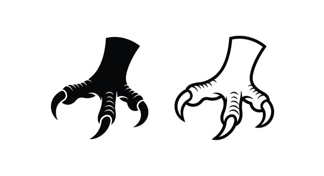Two bird claws depicted in a stark black and white illustration