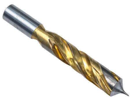 Metallic drill bit with gold flutes and pointed tip