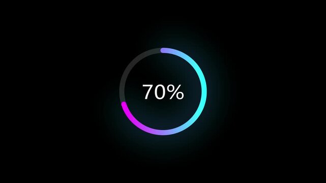 Animated of circle loading icon . 1 to 70% loading concept icon. and creating a stunning 4k video.