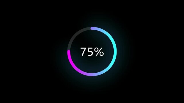 Animated of circle loading icon . 1 to 75% loading concept icon. and creating a stunning 4k video.