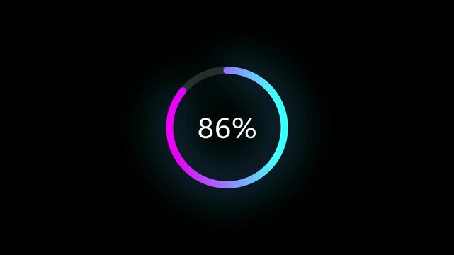Animated of circle loading icon . 1 to 86% loading concept icon. and creating a stunning 4k video.