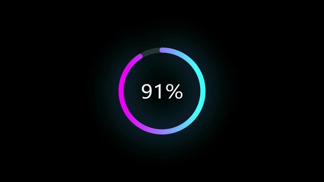 Animated of circle loading icon . 1 to 91% loading concept icon. and creating a stunning 4k video.