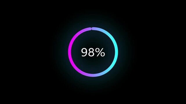 Animated of circle loading icon . 1 to 98% loading concept icon. and creating a stunning 4k video.