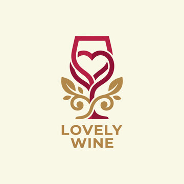 The elegant logo design features a wine glass intertwined with a heart, symbolizing love and sophistication, appealing to wine enthusiasts and romantic occasions alike.