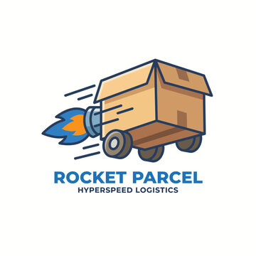 This logo illustrates rapid logistics services for parcels, featuring a dynamic parcel design with motion lines, symbolizing speed and efficiency in modern delivery solutions.