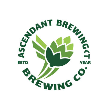 This logo represents a brewing company featuring a hop cone design, emphasizing a commitment to craft beer made from fresh and natural ingredients in a thriving brewery market.