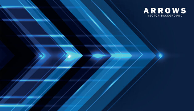Moving forward arrows in glowing blue lights Background