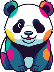Naklejka premium Cute Panda Vector Illustration with Colorful Polka Dot Patterns