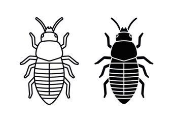 An illustration depicts two bedbugs in black and white line art with one filled. © Matloob