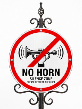 No horn sign, No horn symbol, No horn board, No honking sign, No honking symbol, horn prohibited sign, anti honking signboard, No horn icon, silence zone, No honking zone sign, horn free zone sign.