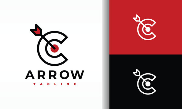 Letter C Target Arrow Modern Minimal Logo
