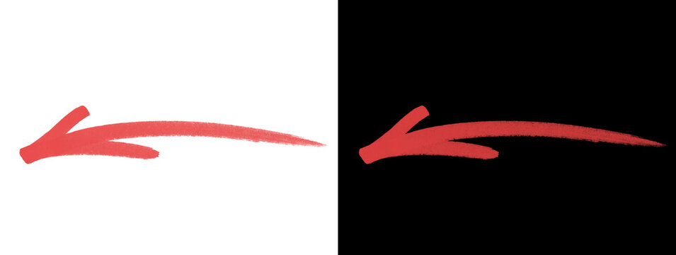Red Hand Drawn Left Arrow Loop Curved Return Doodle