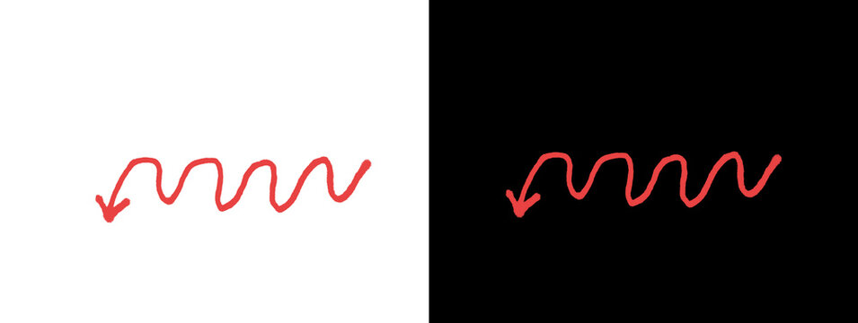  Minimal red scribble arrow wave concept on light and dark backgrounds
