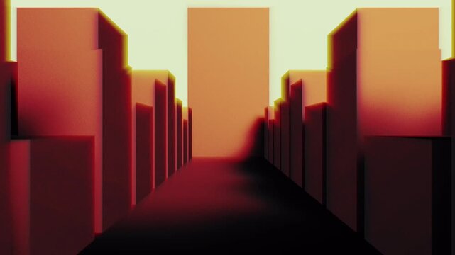 Abstract Futuristic City Corridor with Cinematic Lighting and Dramatic Shadows
