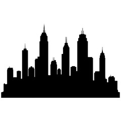Fototapeta premium Black city skyline silhouette. Modern urban buildings, downtown Citysearch, architecture vector illustration for design projects.