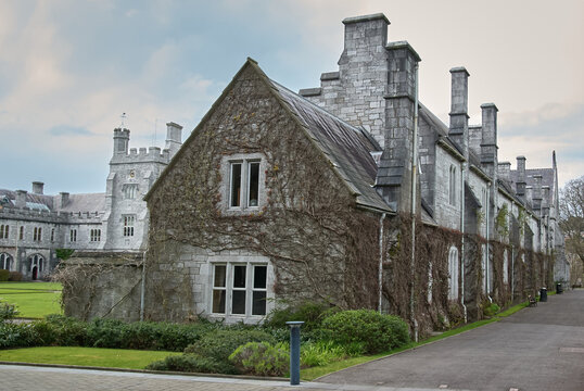 Ivy-covered stone buildings of the West Wing of the Main Quadrangle at University College Cork, UCC, Cork City, County Cork, Ireland, Europe.