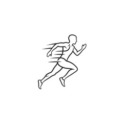 Obraz premium Man Running in Motion Sprinting Fast.