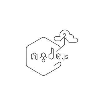 Node js logo on a hand.